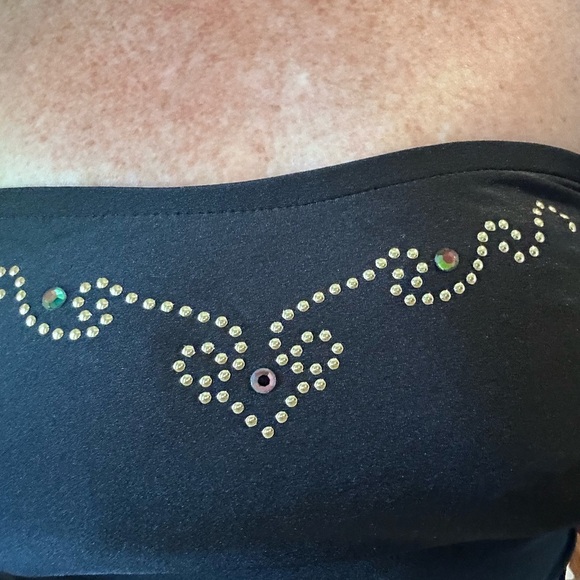 Vintage 1980s Janzen Embellished strapless one pice swimsuit bodysuit - Picture 8 of 10